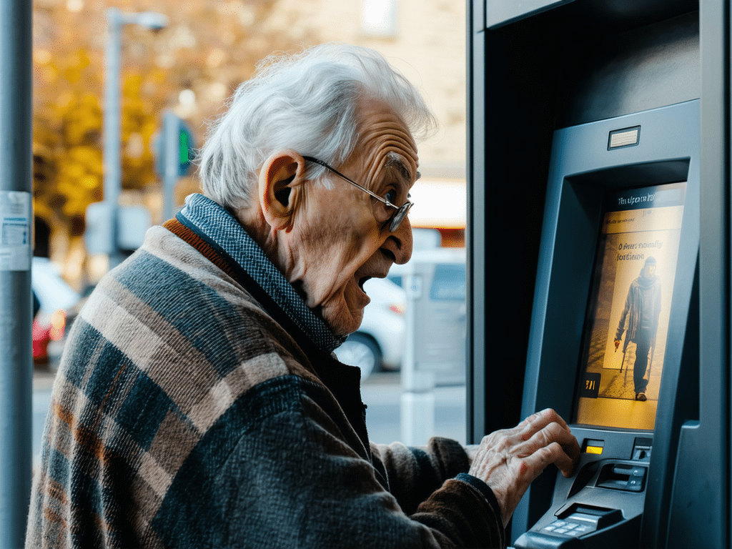un nonagénaire surpris par le retrait de sa retraite : le distributeur lui annonce seulement 68 euros, suscitant incompréhension et inquiétude.